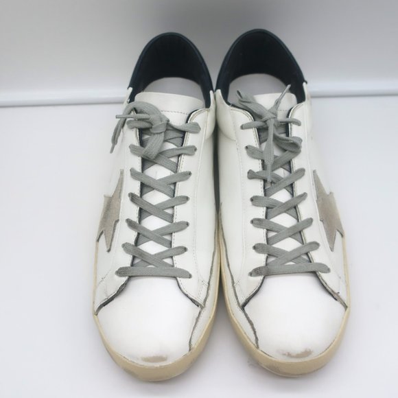 GOLDEN GOOSE SUPERSTAR SNEAKERS WHITE/NAVY LEATHER & GRAY SUEDE SIZE 46 NEW - Picture 5 of 11